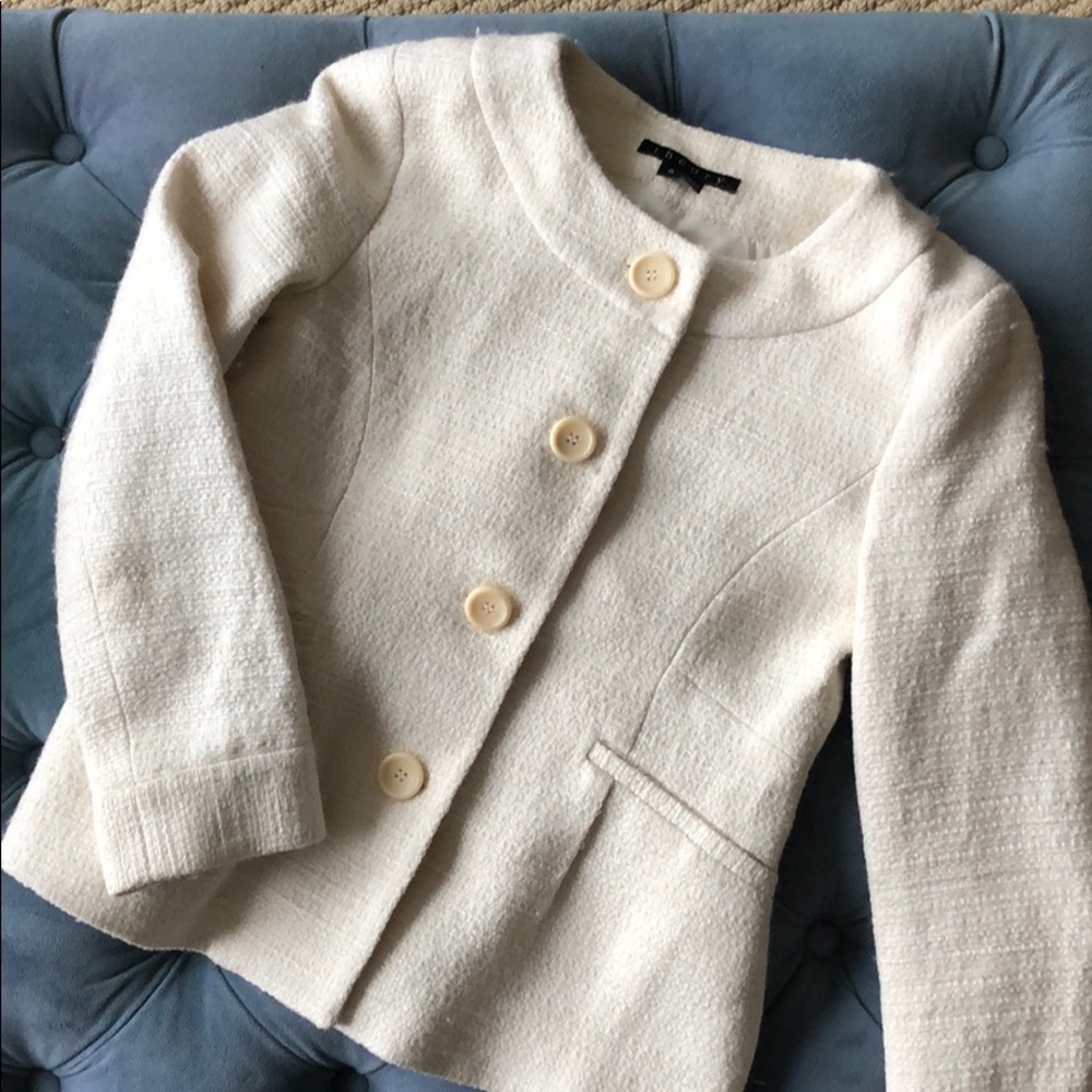 Theory white tweed blazer